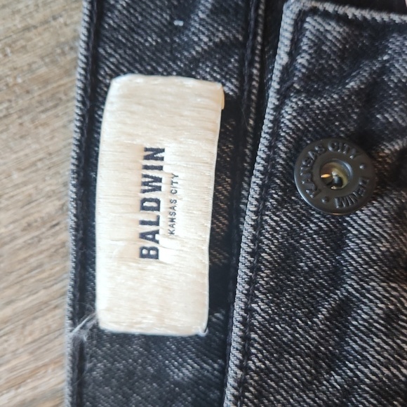 NWT Baldwin Kansas City KARLIE High Rise Cropped Skinny Jeans Black Paint Splat - Picture 4 of 10